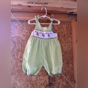 Mom & Me Green Embroidered Baby Romper